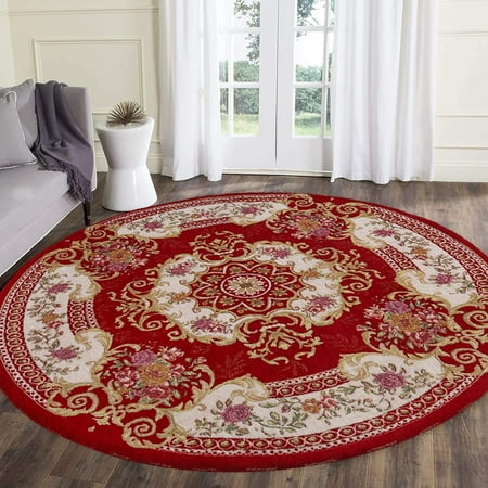 Hihome Round Area Rugs Traditional Rug 4 Feet Non Slip Oriental Red Fl Classic Pattern Machine Washable Retro Antique For Living Room Bedroom Dining Canada - 4 Ft Round Washable Rug Hihome Round Area Rugs Traditional Rug 4 Feet Non Slip Oriental Red Fl Classic Pattern Machine Washable Retro Antique For Living Room Bedroom Dining Canada - 4 Ft Round Washable Rug