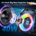 thumbnail image 5 of JAUYXIAN Karaoke Machine with 2 Wireless Microphones, 40W Bluetooth Speaker with 6.5" Subwoofer, RGB Party Lights, AUX/USB/TF Card, 5 of 9
