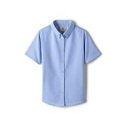 Lands' End Girls Short Slv Oxford Dress Shirt Blue 7 NEW 458431