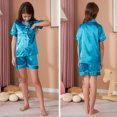 thumbnail image 6 of Hienoo Big Girls Satin Silk Pajamas Solid Short Sleeves Sleepwear Homewear, Sizes 5-12, 6 of 8