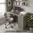 thumbnail image 5 of 60" Farmhouse Home Office Desk with 10 Wooden Drawers,Grey, 5 of 7