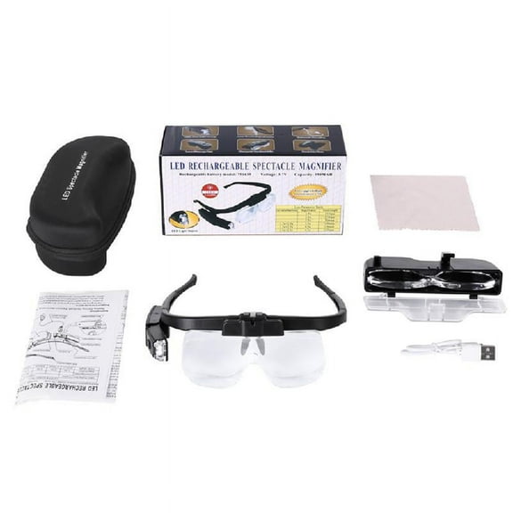 ROZYARD Head Mount Magnifier with LED Light, Rechargeable Headband Magnifier Head-Mounted Magnifying Glass 6 Detachable Lenses