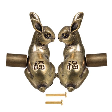WHAMVOX 2pcs Vintage Brass Rabbit Door Knob Solid Brass Handle for Cabinets and Drawers Animal Shaped Drawer Pull Door Handle Dresser Pull