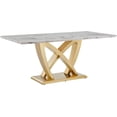 thumbnail image 5 of Modern Dining Table 70" Rectangular Kitchen Table with Imitation Marble Grain MDF Wooden Top & Iniregular Gold Base,Faux Marble Dinner Furniture for Kitchen Dining Room/Meeting Room, 5 of 9
