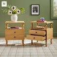 thumbnail image 3 of Vivienne Walker Edison Easy Assembly Solid Wood Spindle 2-Drawer Nightstand, Set of 2 - Natural, 3 of 12