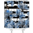 thumbnail image 3 of Royal Blue Flower Shower Curtain Black and White Striped Watercolor Roses Rustic Floral Colorful Abstract Art Arrangement Modern Fabric Bathroom Decor Set with Hooks(70" Wx84 H), 3 of 3