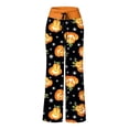 thumbnail image 4 of Women Pajamas Pants Halloween Pumpkin Print Wide Leg Drawstring Palazzo Lounge Pants Holiday Party Sleepwear Outfit Bottoms, 4 of 5
