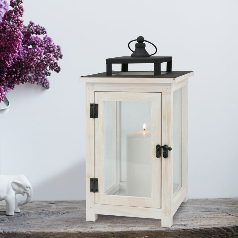 Better Homes & Gardens, Wood and Metal Lantern White Better Homes & Gardens, Wood and Metal Lantern White