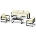 thumbnail image 6 of Heynemo Aluminum Patio Furniture, 5-Seats Metal Outdoor Furniture Set with Coffee Table, Modern Patio Sofa Sets Outdoor Conversation Set for Pool Garden Porch Backyard, Beige, 6 of 9