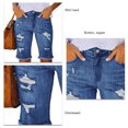 thumbnail image 4 of Pantalones cortos de verano de talle medio para mujer, pantalones cortos desgastados con cremallera y botones elásticos informales a la moda con bolsillos, 4 of 5