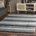 thumbnail image 2 of SAFAVIEH Border & Stripe Jerred Striped Shag Area Rug, Grey/Black, 5'3" x 7'6", 2 of 8