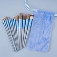 thumbnail image 1 of Nvzi Juego de brochas de maquillaje, kit de 13 brochas de maquillaje de viaje, brochas cosméticas para base de maquillaje, rubor, sombra de ojos con bolsa de almacenamiento (azul), 1 of 4