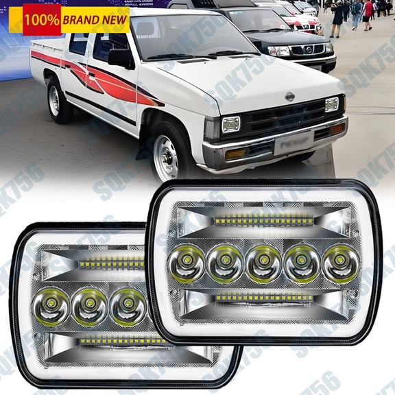 2x 7x6" 5x7" LED Headlight Amber DRL Hi/Lo Beam For Pickup Hardbody 240SX D21 NX