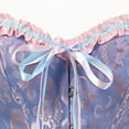 thumbnail image 5 of Corset Tops for Women, Bustier Shapewear Women's Lacing Corset Satin Floral Lace Waist Push Up Body Shaper Vintage, Blue and Pink S, 5 of 6