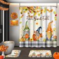 thumbnail image 1 of Juego de cortinas de ducha de Halloween con tapa de inodoro y alfombras antideslizantes, esqueleto que invita a la fiesta, cementerio, bosque brumoso, 4 piezas, cortinas de ducha para baño,, 1 of 7