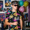 thumbnail image 3 of Alaiyaky 6 Pcs Mens 80s 90s Outfits Hip Hop Costumes Accessories Colorful T Shirt Set for Rock Disco Party, 3 of 8