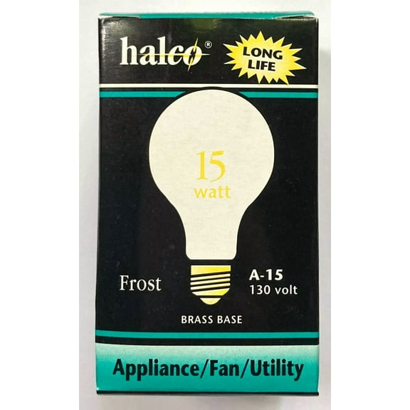 Halco 15W 130V Appliance Fan Utility Light Bulb A15 Frost A15Fr15 Brass Base ??