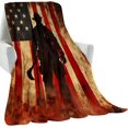 thumbnail image 2 of Manta retro de bombero, regalo para héroes adultos, manta vintage con bandera estadounidense, suave, cómoda y ligera para habitación, sofá, cama, decoración moderna y atrevida, amante patriótico, 60, 2 of 7