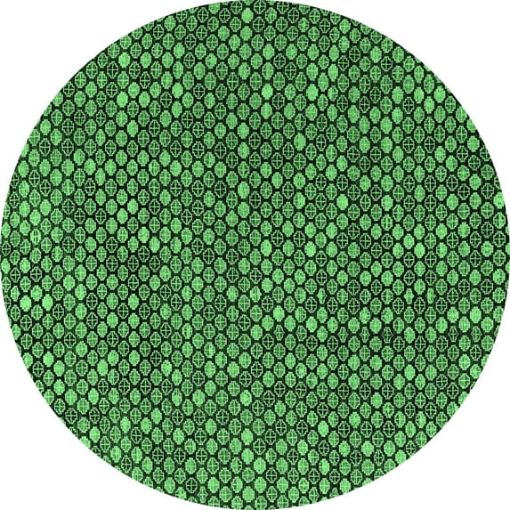 Ahgly Company Indoor Round Abstract Emerald Green Modern Area Rugs, 6' Round