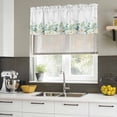 thumbnail image 4 of 2 Pack Modern Leaf Flower Valance for Window Summer Green Eucalyptus Leaves Plant White Floral Kitchen Valance Rod Pocket Short Curtain Topper Decorative Window Treatment for Living Room 42"x12", 4 of 9