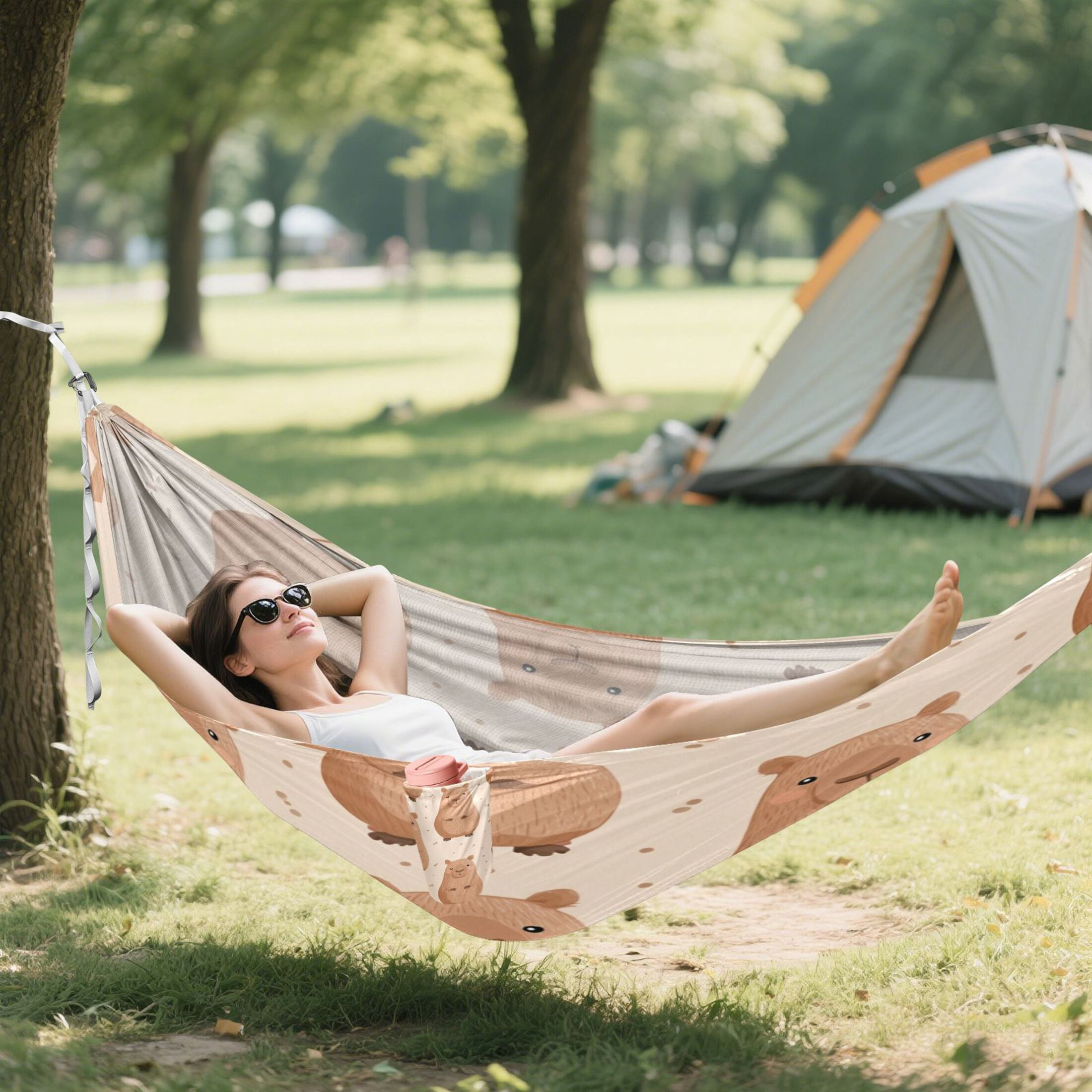 Hammock Camping Hammock Nylon Portable Hammock Travel Camping Hammock Capibara Cute