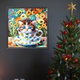thumbnail image 4 of Pintura de diamante 5D DIY taladro redondo completo gato en una taza de té kit decoración del hogar 30x30cm, 4 of 9