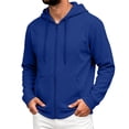 thumbnail image 2 of Men's Full Zip Up Hoodie Drawstring With Pocket Casual Sweatshirt Top Basic Minimal Tops Royal Blue M, 2 of 6
