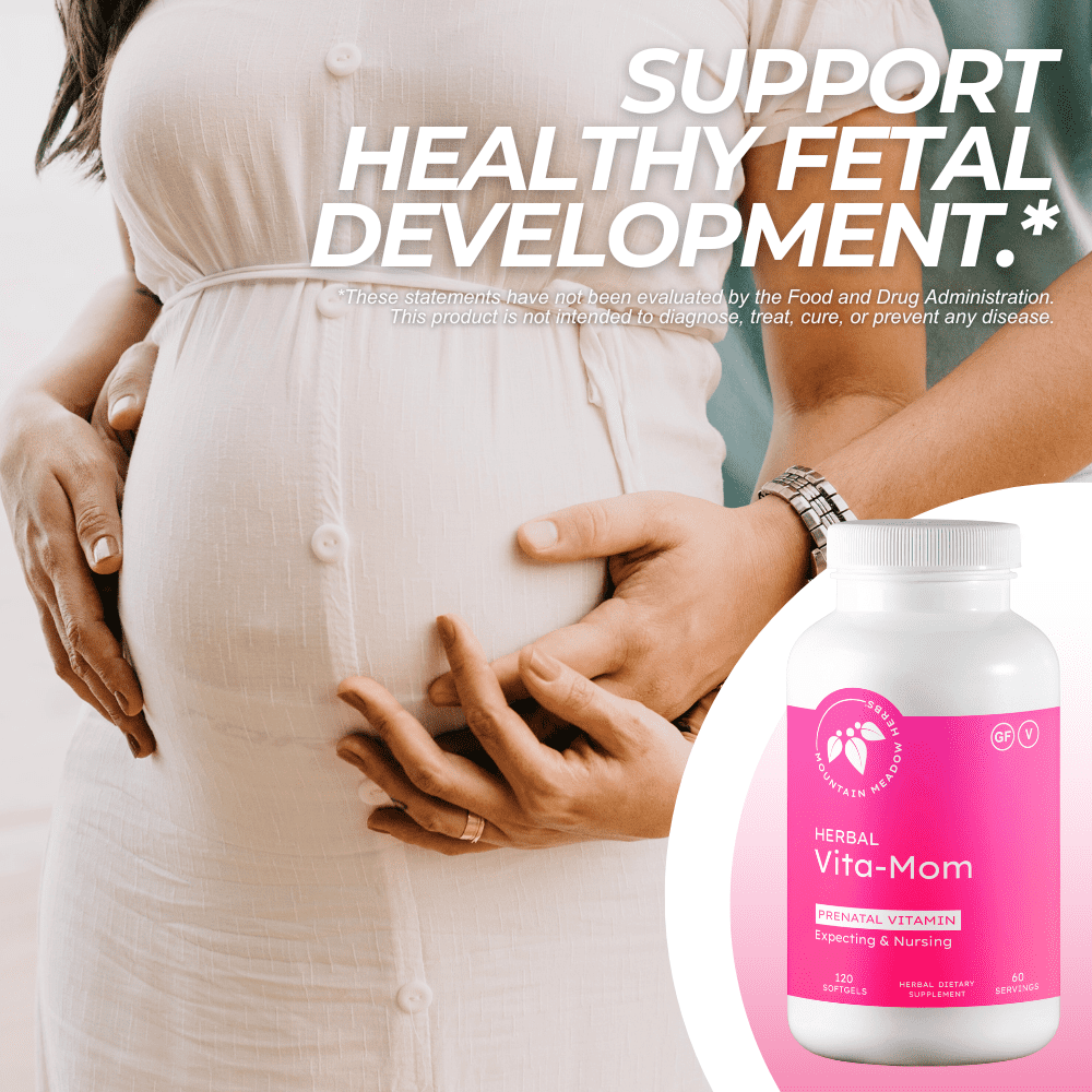 Mountain Meadow Herbs Herbal Vita-MOM | Herbal Prenatal Vitamins for Women: Unique Blend of Folic Acid, Vitamins, Iron & Herbs in Soft Gel Caps | 2-month Supply (120ct.)