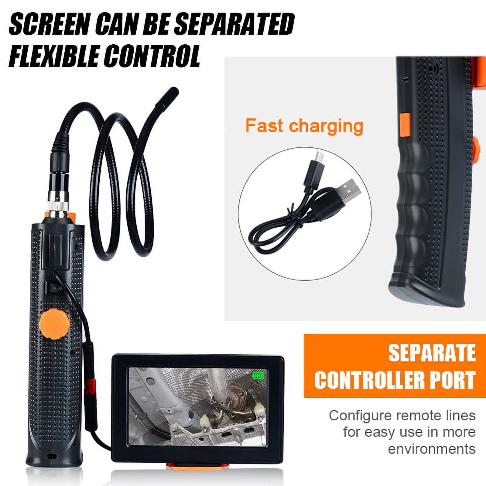 LNGOOR Industrial Endoscope Camera 8.5mm Bore Scope Inspection Camera with 4.3?? IPS Screen 1080P HD Video Digital Snake Camera Sewer Pipe Plumbing Camera for Car Engine HVAC Throttle Fix