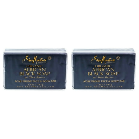 Organic African Black Soap Acne Prone Face & Body by Shea Moisture for Unisex - 3.5 oz Bar Soap - Pack of
