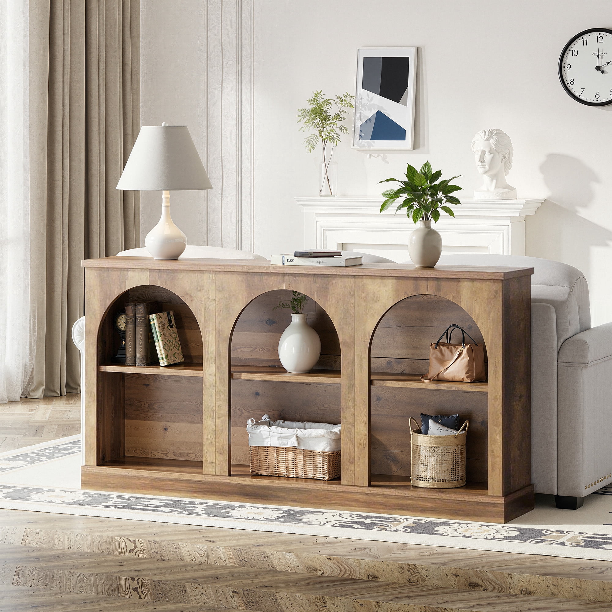 MAYEERTY Multi-Functional Farmhouse Entry Table, Versatile as Sofa Table, Hall Table & TV Stand