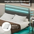 thumbnail image 3 of Sesslife Queen Bed Frame with LED Lights, Upholstered Floating Bed with Adjustable Velvet Headboard, Modern Floating Bed Frame with Sensor Lights, No Box Spring Needed, Easy Assembly, Gray, 3 of 8