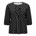 thumbnail image 2 of yillto Womens Top 3/4 Puff Sleeve Tie Bow Casual Going out Fashion Polka Dot Blouse Summer Trendy Tops, 2 of 5