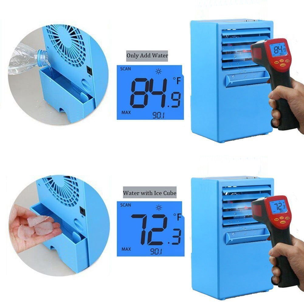 iMeshbean 3 speed Portable Table Air Conditioner Air Conditioning Fan Touch Control, Blue