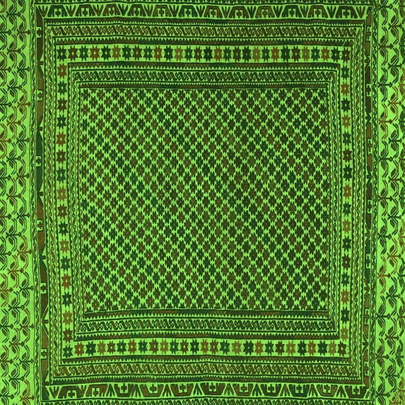 Ahgly Company Indoor Square Southwestern Green Country Area Rugs, 7' Square