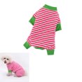 thumbnail image 4 of Dog Pajamas Striped Jumpsuit, Breathable Basic Sleepwear 4 Legs Dog Shirts, Comfortable Soft Stretchable Dog Onesies Outfits for Puppy and Cat, Red,M, 4 of 4