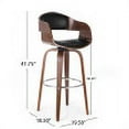 thumbnail image 4 of GDF Studio Soledad Mid Century Modern Faux Leather Upholstered 30.5 Inch Swivel Barstool, Midnight Black and Walnut, 4 of 9