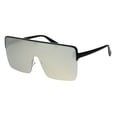 thumbnail image 2 of Halfrim Oversize Square Rectangular Shield Racer Sunglasses Matte Black Silver Mirror, 2 of 4