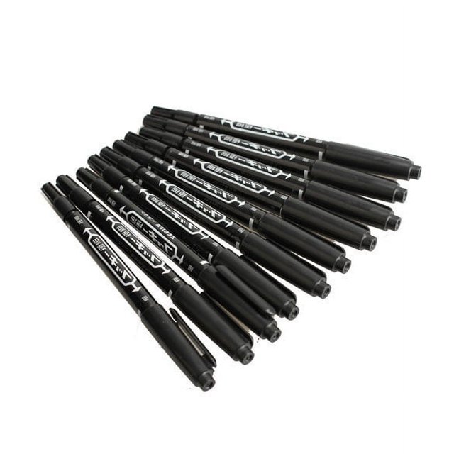 10 piezas Dibujo de pintura Pen de pintura doble marcador de pintura Penses impermeables Nibes delgadas de pulso negro portátil Multifunción Suministros escolares