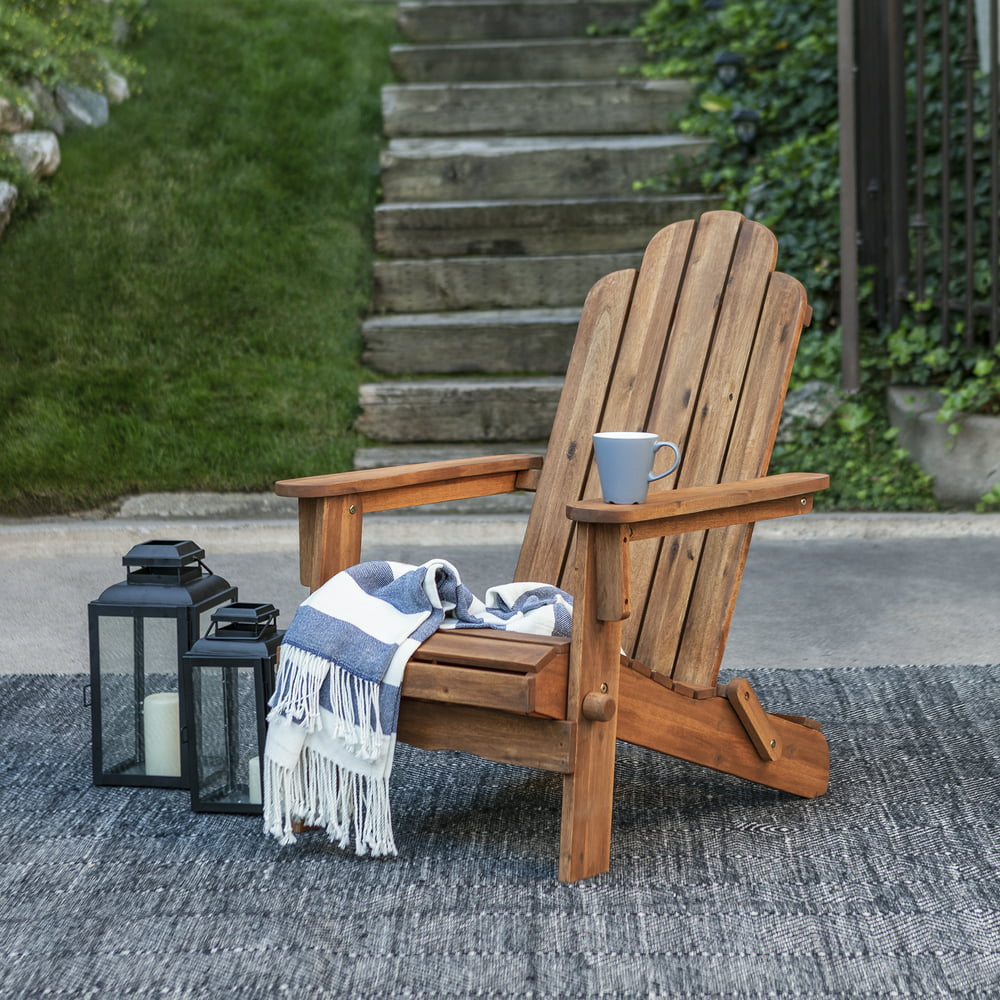 Manor Park Folding Acacia wood Adirondack Chair - Brown - Walmart.com