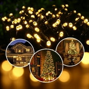 Qishi Christmas solar string lights Outdoor Decoration String Lights 72ft200 LED Lights for Indoor,Outdoor,St.Patricks Day Thanksgiving,Party,Wedding,Patio,Garden Decoration (Warm White)