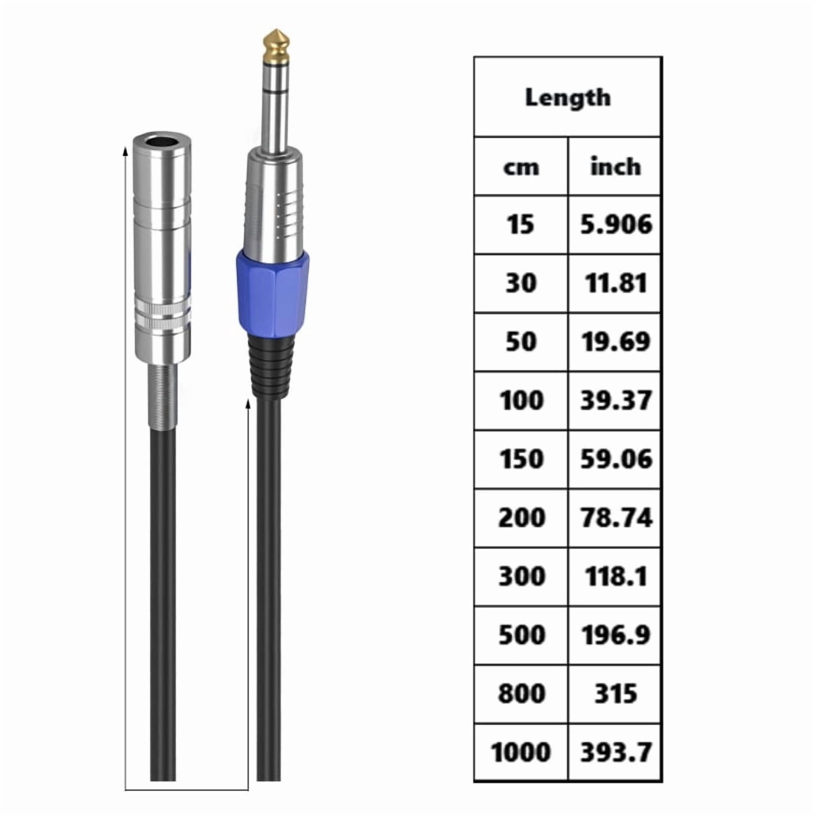 Professional 6.35mm Male To Female Stereo Audio Extension Cable For Mixer, Microphone, Guitar Different Length