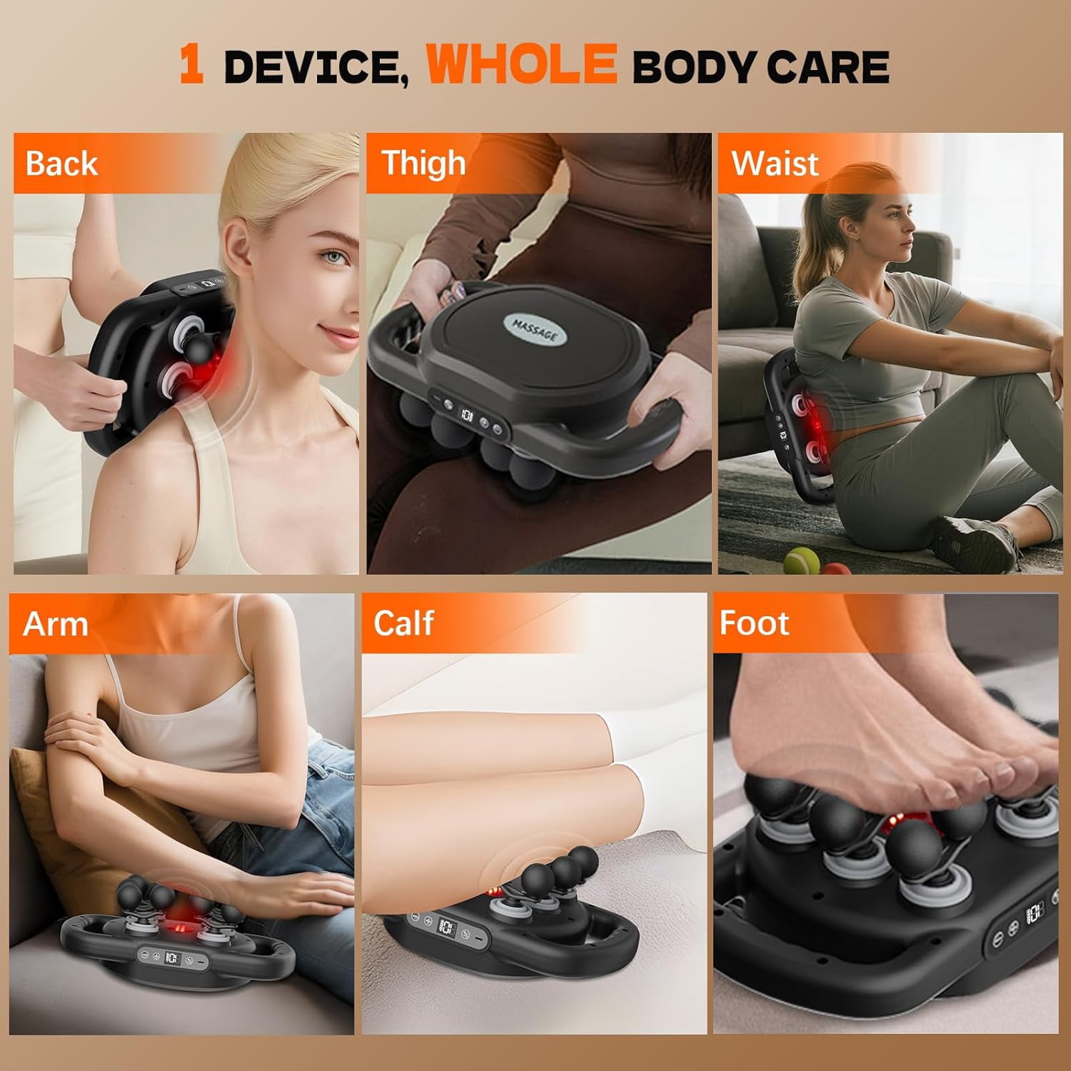 12-Head Deep Tissue Massage Gun with 9 Levels & Modes for Full Body Pain Relief