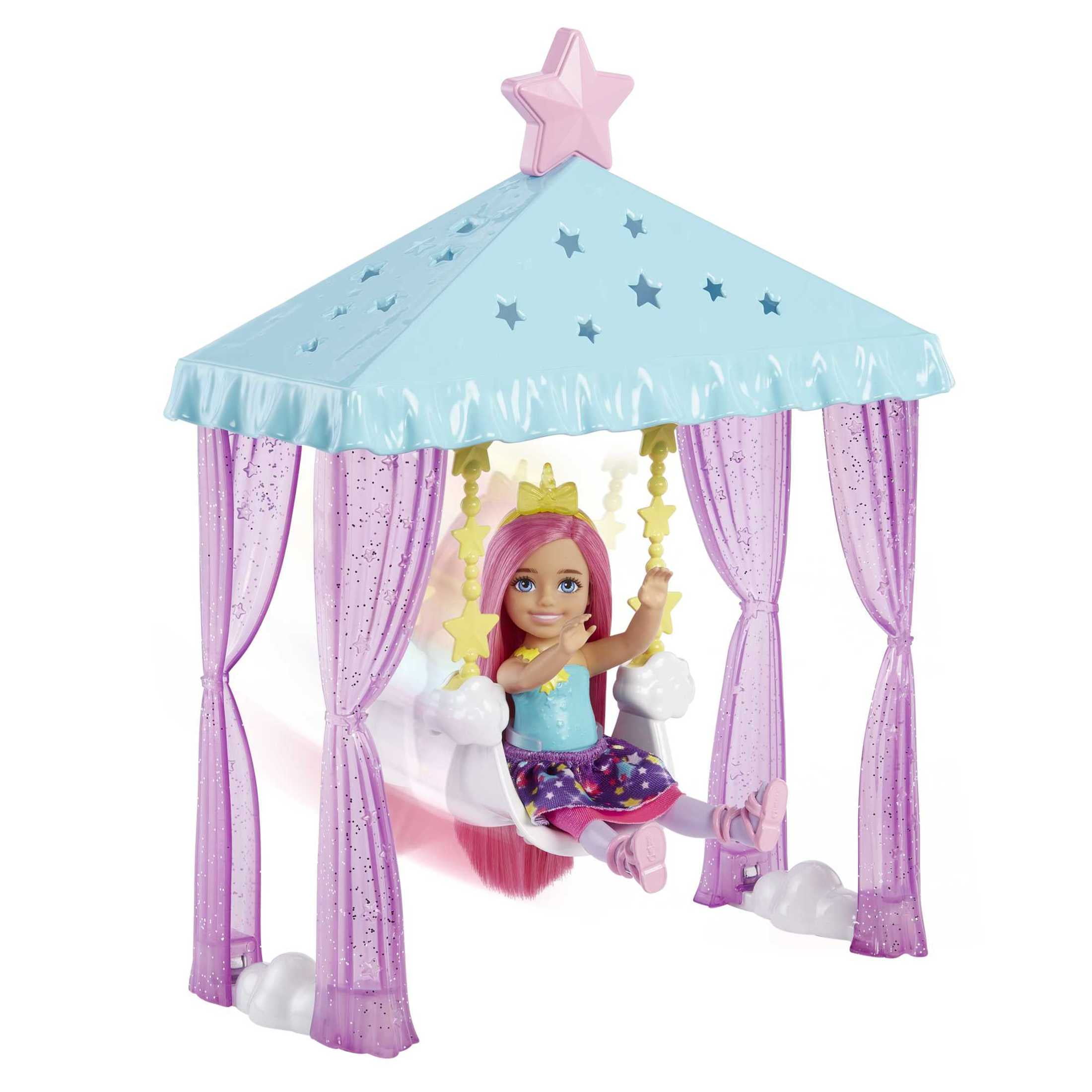 Barbie Dreamtopia Chelsea Doll and Playset with Gazebo Swing, Kitten and Accessories