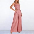 thumbnail image 4 of SZJXBUY Combinaison à Jambes Larges pour Femmes Chic Décontractée à Carreaux Sans Manches une Pièce Combinaisons Amples Fluides Smockées à Jambes Larges à Carreaux Vichy Combinaisons Rouges,TTG, 4 of 8