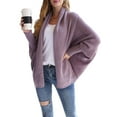 thumbnail image 1 of Women'S - Batwing Cable Knitted Slouchy Oversized Wrap Cardigan Sweater Purple One size, 1 of 10