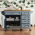 thumbnail image 3 of Harper & Bright Designs Kitchen Island with Drop Leaf, Rolling Kitchen Islands on Wheels with Drawer, Kitchen Storage Island with Adjustable Shelf, Blue+Grey, 3 of 10