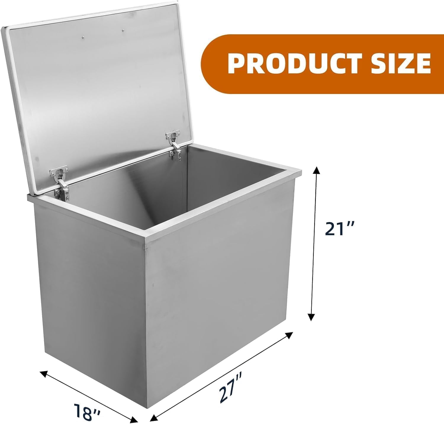 Luku Drop in Ice Chest, Stainless Steel Commercial Ice Bin with Hinged Cover, Outdoor Kitchen Ice Bar for Drinks
