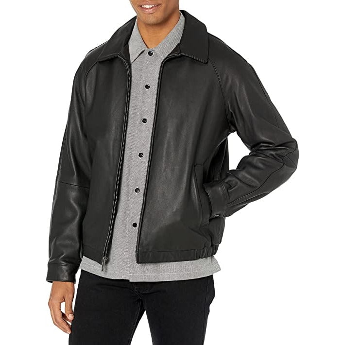 Nautica Men's Leather Bomber Jacket