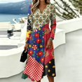 thumbnail image 5 of Women's Fall Boho Maxi Dress Floral Long Sleeve V Neck Dresses Casual Vacation Dress Trendy Lightweight Breathable Dress, 5 of 5